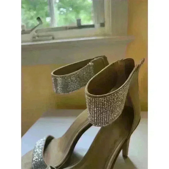 Kenneth Cole Reaction Bella Mea Rhinestone Strappy Heels Brown Size 8.5 - Picture 8 of 11